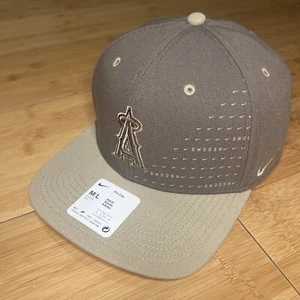 Nike Pro Anaheim Angels LA Ironstone Brown Beige Swoosh Snapback Hat MLB SOLDOUT - Picture 1 of 16