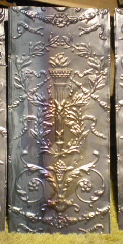 Antique Iridescent Victorian Ceiling Tin Torch Ancanthus Wreath Chic Fleur De Li Cover