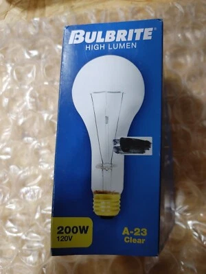 Bulbrite 200w 120v A-23 Clear Brass Base High Lumen Lightbulb - Image 1 of 4