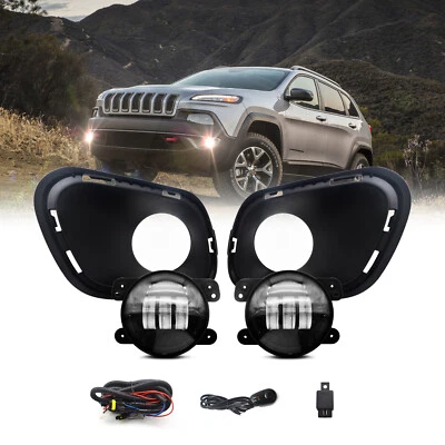 LED Fog Lights Driving Bumper Lamps W/Wiring Switch For 2014-2018 Jeep Cherokee - Imagem 1 de 4