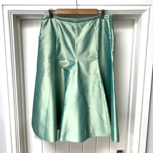 Coast Rock Damen UK 14 grün 100 % Seide gefüttert A-Linie Seitenreißverschluss Sommer Midi - Bild 1 von 12