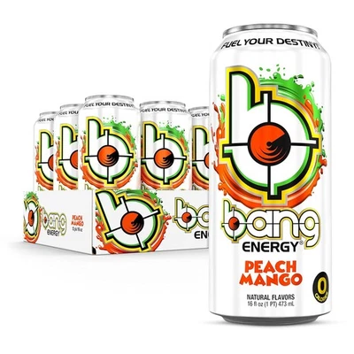 Bang Energy Peach Mango, bebida energética sem açúcar, 16 onças (pacote com 12) - Imagem 1 de 4