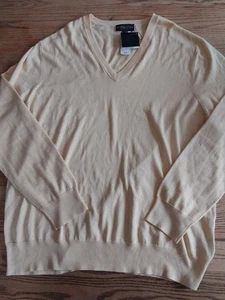 NWT Brooks Brothers Supima Cotton V-Neck Sweater Mens Sz XXL Yellow Pullover - Picture 1 of 6
