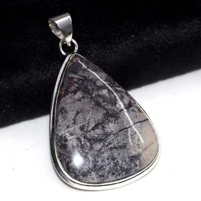 925 Silver Plated Porcelain Jasper Pendant Jewelry Size 2" GW - Image 1 of 3