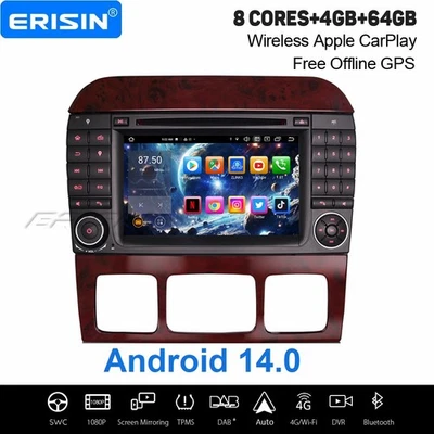 8 Core Android 14 DAB+ Carplay Autoradio Mercedes Classe S/CL W220 W215 Navi DVD - Imagen 1 de 4