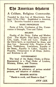 American Shakers Principles Beliefs, Museum Old Chatham NY POSTCARD - Picture 1 of 2