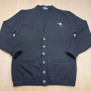 Vintage McBriar Cardigan XXL Black Golf Embroidered - Made in USA - Picture 1 of 6