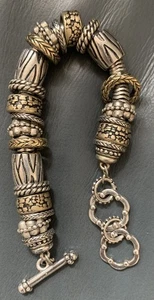 Premier Designs Retired Park Ave. 2 Tone Beaded Snake Toggle Charm Bracelet VTG - Picture 1 of 4