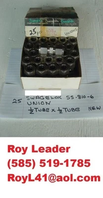 Swagelok SS-810-6 1/2" x 1/2" Tube Unions, Box of 25 - Image 1 of 3