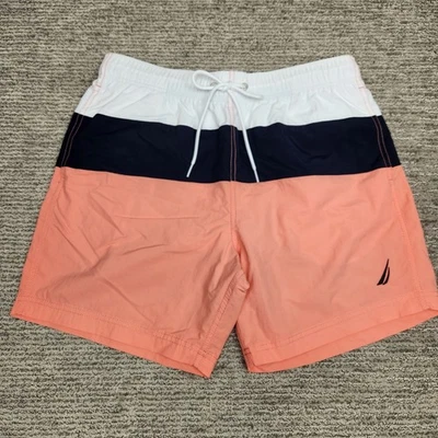Baús de natação masculinos NAUTICA 6" forro colorblock médio rosa branco marinho barco - Imagem 1 de 4