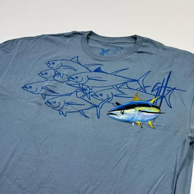 Camisa Guy Harvey Para Hombres XL Azul Atún Gráfico Manga Corta Arte Mancha EE. UU. Foto 1 de 4