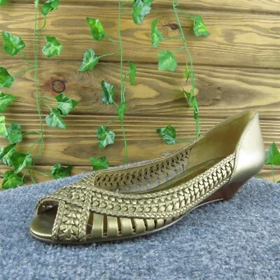 Zapatos de tacón GUESS Keely para mujer de cuero dorado talla 7,5 medianos Foto 1 de 4