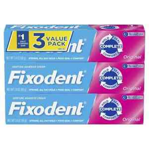 Fixodent Complete Original Denture Adhesive Cream, 2.4 oz (68 g), 3 Pack