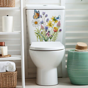 Butterfly Flower Toilet Seat Stickers Self-Adhesive Toilet Lid Decals Diy Remova