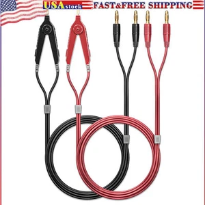 LCR Meter Test Leads Terminal Kelvin Clips Cable Wires to 4mm Banana Plugs - Picture 1 of 5