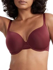Le Mystere Women's Dark Cherry Second Skin Back Smoother T-Shirt Bra Size 32C - Picture 1 of 1