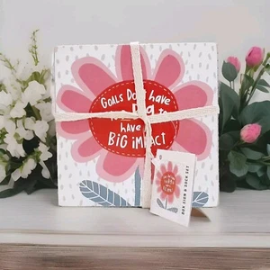 Colorful Floral Box Sign & Socks Gift Set Primitives by Kath Small 4x4 Wood NEW - Picture 1 of 13