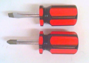 Screwdrivers~Stubby~with Anti-slip Handle~Phillips and Flat~3 1/2 inch - Bild 1 von 3