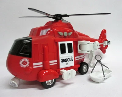 JONO TOYS toller Rettungshubschrauber mit Seil, Licht und Sound, Hubschrauber mit Geräusch