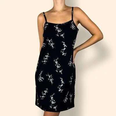 Women's Vintage Y2K G.A.S. Black Embroidered Slip Dress Size Medium - Image 1 of 4