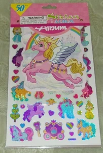 Holographic Prism Unicorn Pegasus Princess Sticker Sheet & Album NIP - Picture 1 of 4