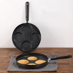Non-Stick Pancake Pan 4 Hole Crepe Pancake Pan Frying Eggs, Induction Compatible - Picture 1 of 7