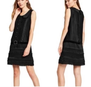 Anna Sui for Target Women’s Black Belted Dress Size Medium Drop Waist Lined - Picture 1 of 11