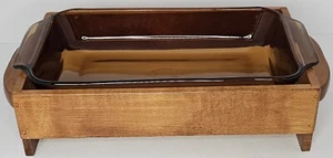 Vintage Anchor Hocking Bernstein Braun Backform mit individuellem Holzrahmen 6x10 - Bild 1 von 6