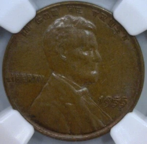 1955 Doubled Die Lincoln Cent NGC Certified AU-58 Brown Penny 1955/1955 Rare - Picture 1 of 4