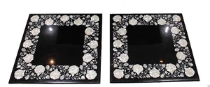 Set of two 21" x 21" Marble Inlaid semi precious stones coffee table top decor - Picture 1 of 3