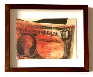 Billete de un dólar Andy Warhol $ 1961 icónico color offset litografía enmarcado - Imagen 1 de 3