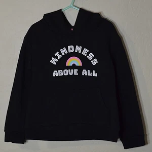 Cat & Jack Pullover Hoodie Girls XS 4/5 Black Rainbow Long Sleeve Kangaroo Pouch - Picture 1 of 7