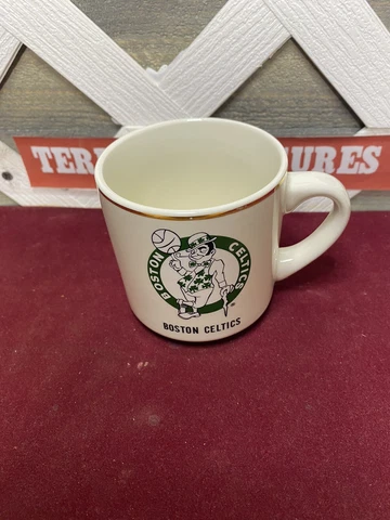 Vintage Boston Celtics NBA Basketball Ceramic Coffee Mug, Leprechaun Cover