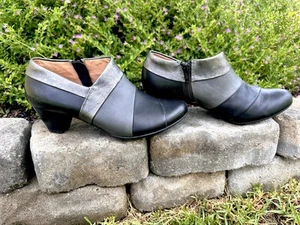 Taos Women's Ankle Booties Gray Black Silver Leather Size 7.5 - Picture 1 of 11