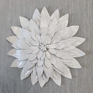 Emporio Armani Oversized Leather White Dahlia Flower Brooch Pin Adornment, (LP) - Picture 1 of 4