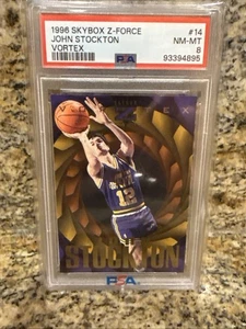 JOHN STOCKTON 1996-97 SKYBOX Z-FORCE " VORTEX " #14 1:36 UTAH JAZZ RARE PSA 8 - Picture 1 of 2