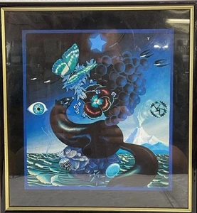 Vintage Victor Vasarely Etude En Bleu de la série Graphismes 1” Framed Print 77’ - Picture 1 of 2