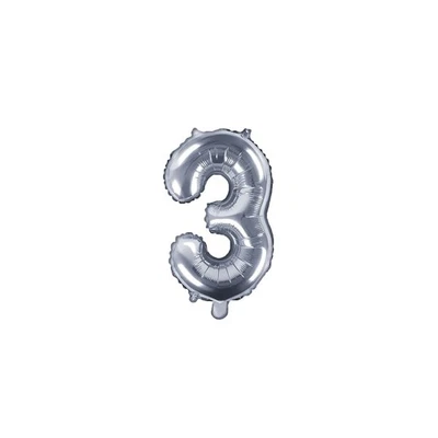 Palloncino Mylar a Forma di Numero 3 Tre Argento 35 cm - Immagine 1 di 4