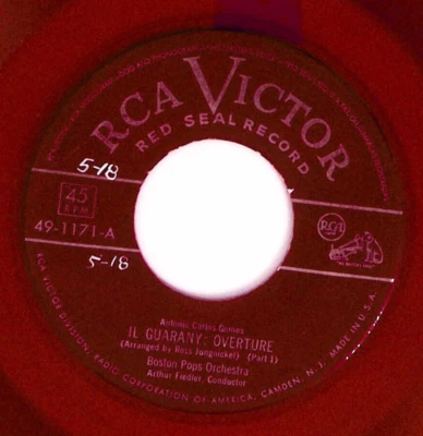 BOSTON POPS ORCH. IL GUARANY: OVERTURE RCA VICTOR RECORDS RED VINYL 45 75-49 - Image 1 of 3