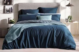 SHERIDAN BARKER DOUBLE QUILT COVER SET IN BAY LEAF FULLY REVERSIBLE BRAND NEW - Picture 1 of 1