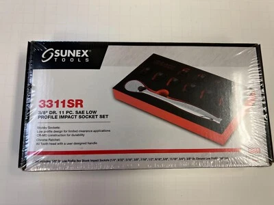 Sunex Impact Socket Set 3311SR, 3/8" Drive SAE Low-Profile Sockets, 11 Pieces - Image 1 of 2