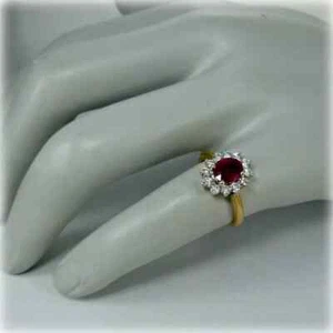2.40 Ct Oval Natural Ruby & Diamond Engagement Ring 14K Yellow Gold Size 5 6 7 - Picture 1 of 7