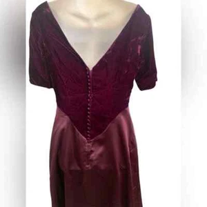 Alfred Angelo Burgundy Formal Dress Size 9/10 Holiday Velvet Satin Gown Y2K 90’s - Picture 1 of 6