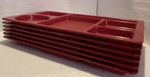 10 Vintage Carlisle Melamine Divided Trays Red 15x9 NEW OLD STOCK NEVER USED - Picture 1 of 5