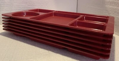 10 Vintage Carlisle Melamine Divided Trays Red 15x9 NEW OLD STOCK NEVER USED - Image 1 of 4