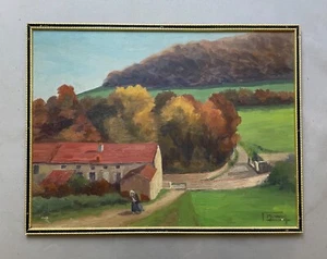 Scène Paysanne, Huile Sur Panneau, Peinture, Tableau Signé, XXe - Imagen 1 de 5
