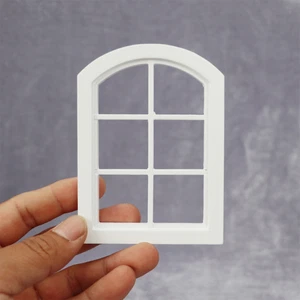 Arch Wooden Miniature Dollhouse Windows Frame 6 Pane Craft Acessories DIY