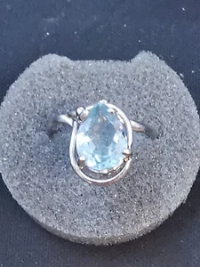 14 Karat Weißgoldring mit Aquamarin - Bild 1 von 3