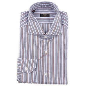 Barba Napoli Sky Blue Woven Ribbon Stripe Cotton Dress Shirt 15.5 (Eu 39) NWT - Picture 1 of 7