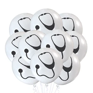6 Palloncini Stetoscopio Conteggio 12" Medico Infermiere Medico Compleanno Med Scuola - Foto 1 di 1